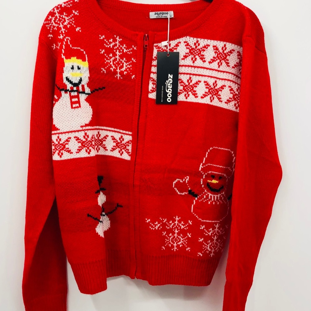 NWT Christmas Snowman Cardigan Sweater Size Small